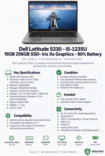 Dell latitude 5330 i5 1235u - -, i5-1235u